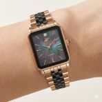 Beverly Hills Polo Club Pırlantalı Kadın Kol Saati | 24 mm Çelik Kasa, Siyah-Rose Gold Çelik Kordon, Sedef Kadran - Rose - Siyah