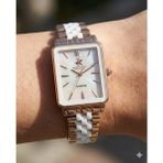 Beverly Hills Polo Club Pırlantalı Kadın Kol Saati | 24 mm Rose Gold Dikdörtgen Kasa, Rose Gold-Beyaz Çelik Kordon, Sedef Kadran - Rose Gold - Beyaz