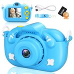 BEVLXNIV Çift Kameralı Bebek Kamerası Noel Doğum Günü Hediyeleri Çocuk Kamerası 1080P HD 32MP Erkek ve Kız Çocukları için 3-12 Yaş Çocuk Oyuncakları 32 GB Kartlı (Mavi)