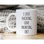 Bexdore Ben Sadece Resim Yapmayı Seviyorum Tamam Kupa | Ressam si | Ressam Kupa Ingilizce - Beyaz - 300 ml