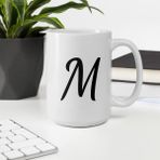 Bexdore M Monogram - Beyaz Parlak Kupa - Ingilizce Kahve Kupa