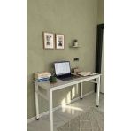 Beyaz 140X60 Çalışma Masası, Bilgisayar Masası, Ofis Masası, Metal Ayaklı