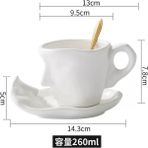 Beyaz 260 ml Yaratıcı Yüz Tasarımı Seramik Kahve Fincanı ve Tabağı Seti Süt Çay Ofis Su Kupaları Çift Öpüşme Kupa Arkadaş Hediye Bardaklar Porselen (Yurt Dışından) - 1 Adet - Renkli - 1 lt