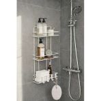 Beyaz 3 Katlı Banyo Rafı Şampuanlık Ve Duş Rafı Askılı Yapışkanlı Duvara Monte Tş-03