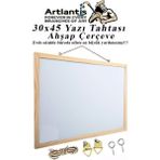 Beyaz 30X45 cm Laminant Yazı Tahtası, Ahşap Çerçeve, Duvara Monte, Askılı, Okul Ofis - Ahşap - Beyaz - Seçenek 1