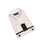 Beyaz 8 Drop Ekstra Uzun Kol Dar Kesim Micro Kumaş Kol Düğmeli Slim Fit Erkek Gömlek - 197-1