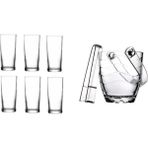 Beyaz 8'li Rakı Bardağı ve Buz Kovası Seti, Şık ve Kullanışlı Ev Dekoru. - Seçenek 1