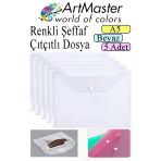 Beyaz A5 Çıtçıtlı Dosya Şeffaf Renkli Zarf Dosya 5 Adet 17X22 Cm Çıt Çıtlı Dosya Su Geçirmez 50 Yaprak Kapasiteli