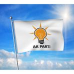 Beyaz Ak Parti Bayrağı Premium Raşel Kumaş 100X150 cm