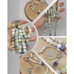 Beyaz Alacalı Opal Taşı 99luk Tesbih 8mm (36140)