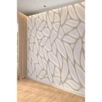 Beyaz Altın Çizgili Modern Lüks 3D Görünüm Tekstil Duvar Kağıdı, 280 x 280
