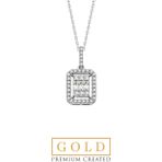 Beyaz Altın Sertifikalı Premium Created Baget Taşlı 0.29 Ct Effect Kolye