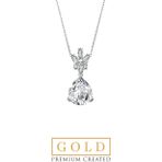 Beyaz Altın Sertifikalı Premium Created Damla Taşlı 5.06 CT Effect Tektaş Kolye