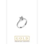 Beyaz Altın Sertifikalı Premium Created Taşlı 0.84 Ct Effect Tektaş Yüzük