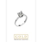 Beyaz Altın Sertifikalı Premium Created Taşlı 0.90 CT Effect Tektaş Yüzük
