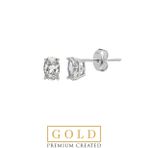 Beyaz Altın Sertifikalı Premium Created Taşlı 3.00 CT Effect Oval Tektaş Küpe