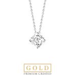 Beyaz Altın Sertifikalı Premium Created Taşlı 42 Cm Asscher Kesim Tektaş Kolye