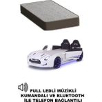 Beyaz Arabalı Yatak Kapıları Açılan Gtr Full Ledli Kumandalı ve Müzikli + Ortopedik Yatak - 90 x 190 cm