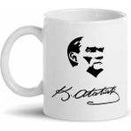 Beyaz Atatürk Temalı Kupa Bardak D04, Şık ve Kullanışlı Hediye Seçeneği - Seçenek 1