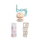Beyaz Baby Yazılı Şeffaf Balon Kutusu Bebek ve Boy El Yazılı Folyo Balon ve Balon Seti