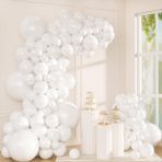 Beyaz Balon Kemer Seti, Kalınlaştırılmış 100 Adet Beyaz Balonlar Farklı Boyutlar 45/12/5 cm Doğum Günü Partisi Mezuniyet Bekarlığa Veda Yıldönümü Düğün Cinsiyet Gösterimi Bebek Duş Süslemeleri