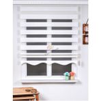 Beyaz Bambu Zebra Stor Güneşlik Perde Etek Dilimli(Alüminmyumkasa) - 30 x 40