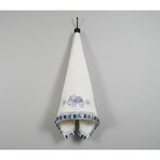 Beyaz Banyo Havlusu, Mavi Fil Nakışlı, Püsküllü Kenar, 50x90 cm, Dekoratif Tasarım