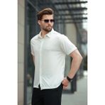 Beyaz Basic Kısa Kollu Erkek Gömlek E6760 - 2XL