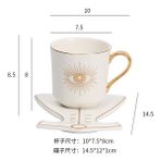 Beyaz Bez Tabak Türk Mavi Göz Çayı Kahve Kupa 14 Oz Kemik Çini Porselen Güzel Seramik Evil Yaratıcı Gözler Kahve Su Çay Bardağı Hediye 400ML (Yurt Dışından) - 1 Adet - Renkli - 1 lt