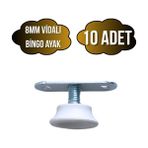 Beyaz Bingo Ayarlanabilir Ayak 8mm Vidalı Masa Ayağı(Takım)(En Düşük YÜK:13MM En Büyük YÜK:22MM) - BEYAZ - 10 ADET