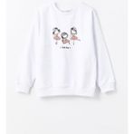 Beyaz Bisiklet Yaka Kız Çocuk Sweatshirt - 12 - 13 Yaş