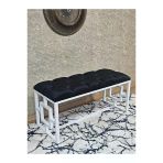 Beyaz Boyalı İçi Kareli Diktörtgen 100 Cm X 40 Cm Oturak Puf - Bench - Makyaj Oturağı - Oturak Siyah Renk 100 X 40 Boyut/Ebat
