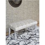 Beyaz Boyalı Tel Ayaklı 90 cm Puf Bench - Puf - Bench - Kasalı Oturak - Oturak - Yatak Ucu Puf Krem Renk 90 x 41 Boyut/ebat - Renkli