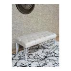Beyaz Boyalı Tel Ayaklı 90 Cm Puf Bench - Puf - Bench - Kasalı Oturak - Oturak - Yatak Ucu Puf Krem Renk 90 X 41 Boyut/Ebat