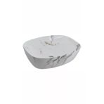 Beyaz Çanak Lavabo Mermer Desenli Seramik Lavabo 48*37 Ölçü Çanak