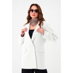 Beyaz Çift Düğmeli Blazer Ceket - 34