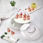 Beyaz Çok Amaçlı Saklama Kabı, Pasta Börek Muffin Kabı, Şeffaf Kapaklı, 3.8 L, 30.5 x 30.5 x 9 cm