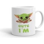 Beyaz Cute I M Baby Yoda Baskılı Kupa - 1 Adet - 199 ml