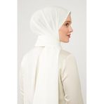 Beyaz Dama Desen Jakarlı Elegance Şal