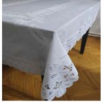 Beyaz Dantel Görünümlü PVC Masa Örtüsü, 120x150 cm