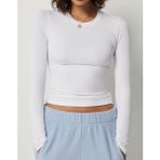 Beyaz Darkalıp Slimfit Soft Touch Interlok Penye Kumaş Basic Bluz - XS