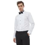 Beyaz Düz Slim Fit Duble Manşet Ata Yaka Smokin Gömlek