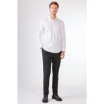 Beyaz Düz Uzun Kol Slim Fit Erkek Gömlek - 44