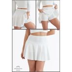 Beyaz / Ekru Etek Içi Sabit Şortlu Yüksek Bel Skirt With Shorts Casual+Beachwear+Tennis 1101 - 2XL