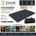Beyaz Fitilli Koyu Antrasit Gri Taşınabilir Katlanır Yatak Karavan Kamp Yatağı Anne Yanı Yer Yatağı - 90 x 190 cm