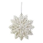 Beyaz Glitter Kar Tanesi Yılbaşı Ağacı Süsü, Parlak Kristal Görünümlü, 13.5 cm, Asılabilir Noel Dekorasyonu
