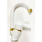 Beyaz Gold Banyo Lavabo Bataryası Musluğu Çeşmesi