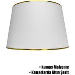 Beyaz Gold Şeritli Lambader Şapkası - Gold - Beyaz