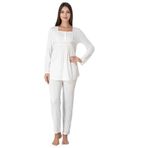 Beyaz Gri Emzirme Özellikli Hamile Lohusa Pijama Takımı Effort, L, EF3022-198042719502