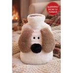 Beyaz Gromit Figürlü Eldivenli Sıcak Su Torbası – Peluş Kılıflı, Karın El Isıtıcı